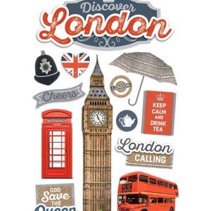 NEW Recollections London Dimensional 3D Stickers - Travel / Scrapbook / Crafting